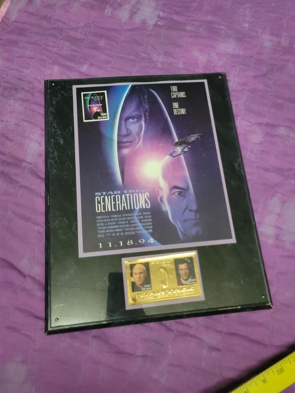 STAR TREK GENERATIONS 1994 FRAMED MOVIE POSTER PLAQUE WITH GOLD STAMP GUYANA